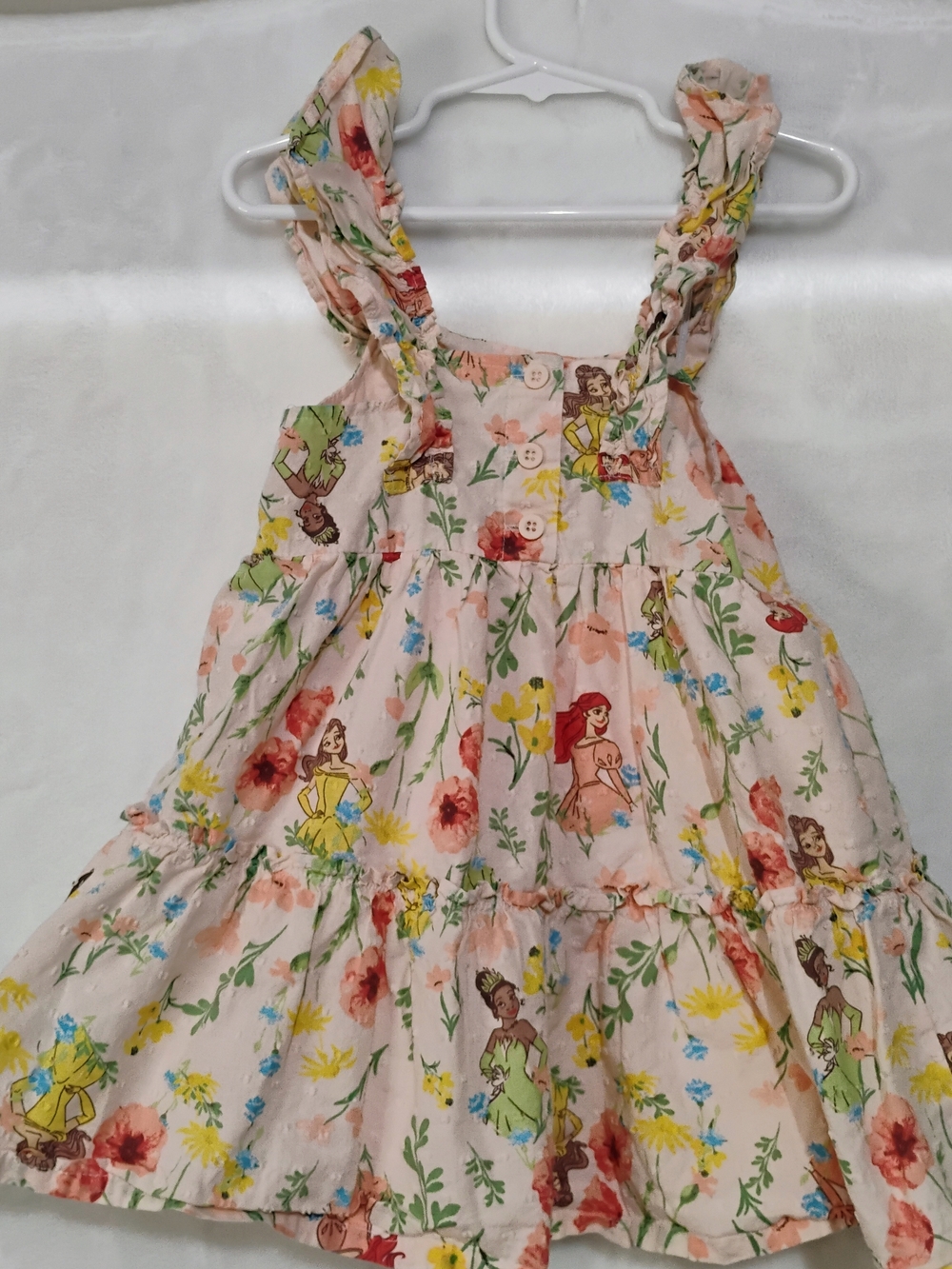 Disney Princess 3T Summer Floral Sundress Dress Ruffles Cotton Tiana Belle L - Picture 2 of 5